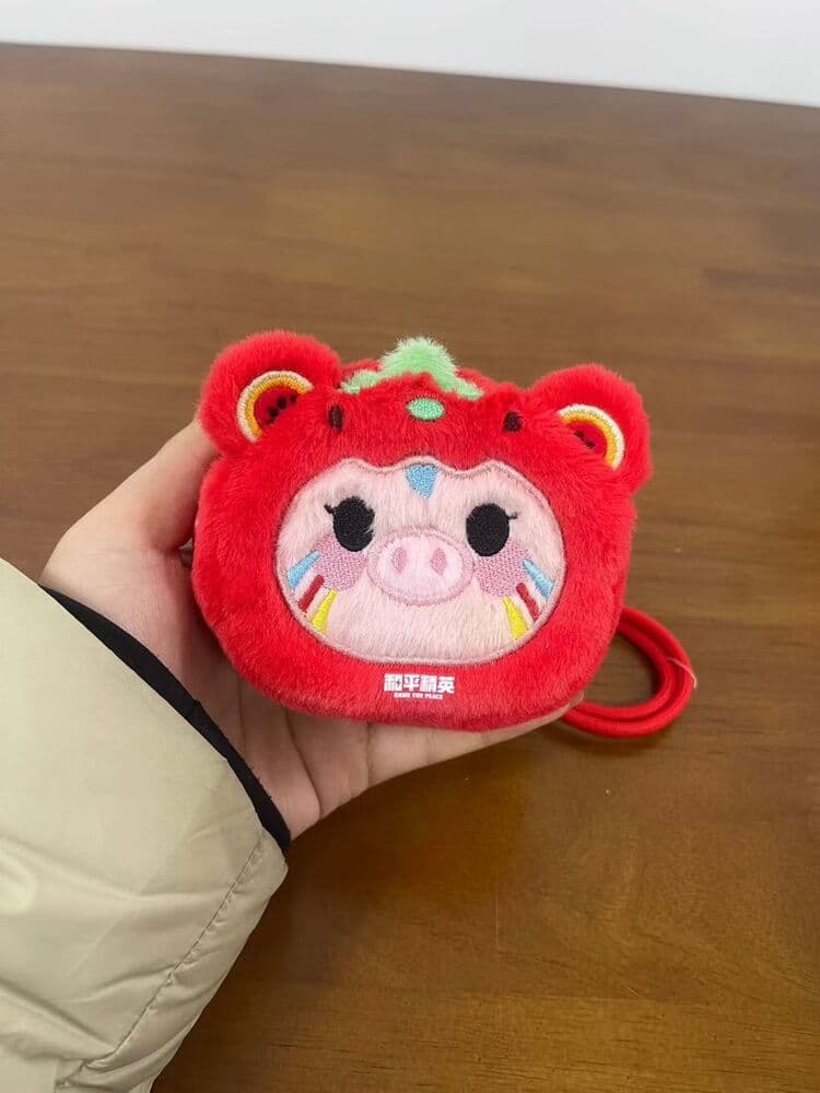 Cute red strawberry-bear custom plush keychain manufactured in China