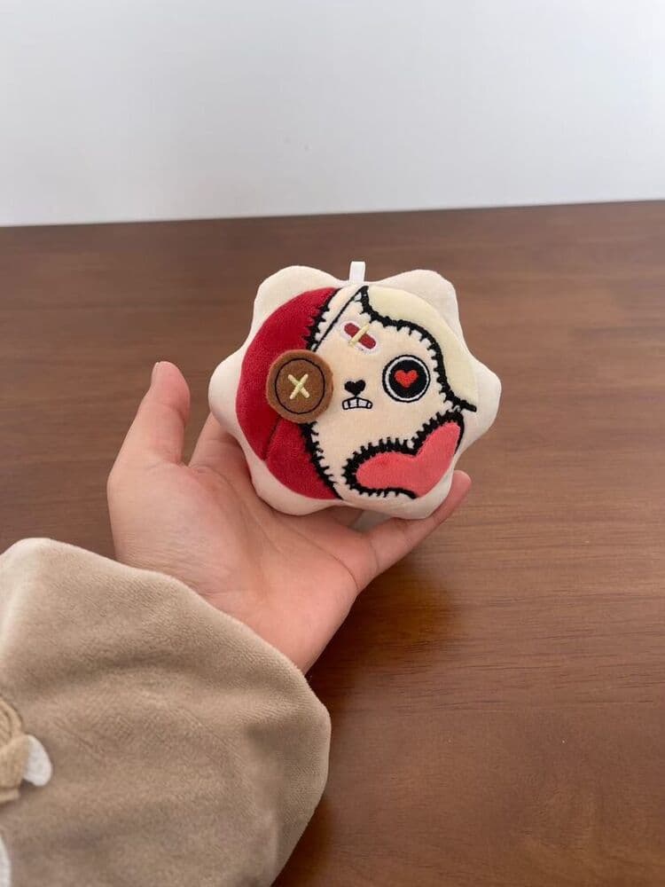 Custom red character plush keychain