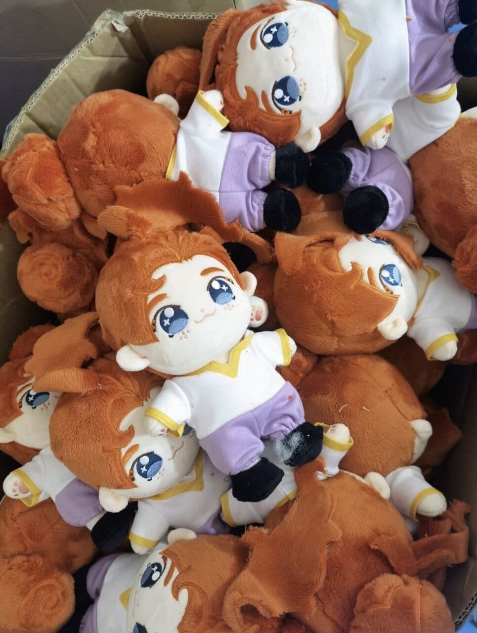 Freshly made custom plush toys awaiting inspection